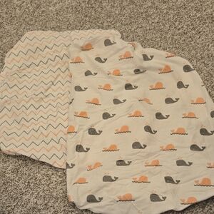 Whale and Chevron Baby Pack-N-Play Sheet Set